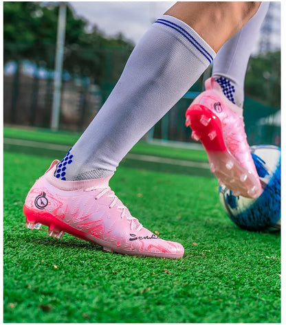 Chuteiras de Futebol Profissionais para Homem de Cano Alto, Pitons FG e TF, Ténis para Treinos e Jogos ao Ar Livre, Multicolor, Resistentes ao Desgaste