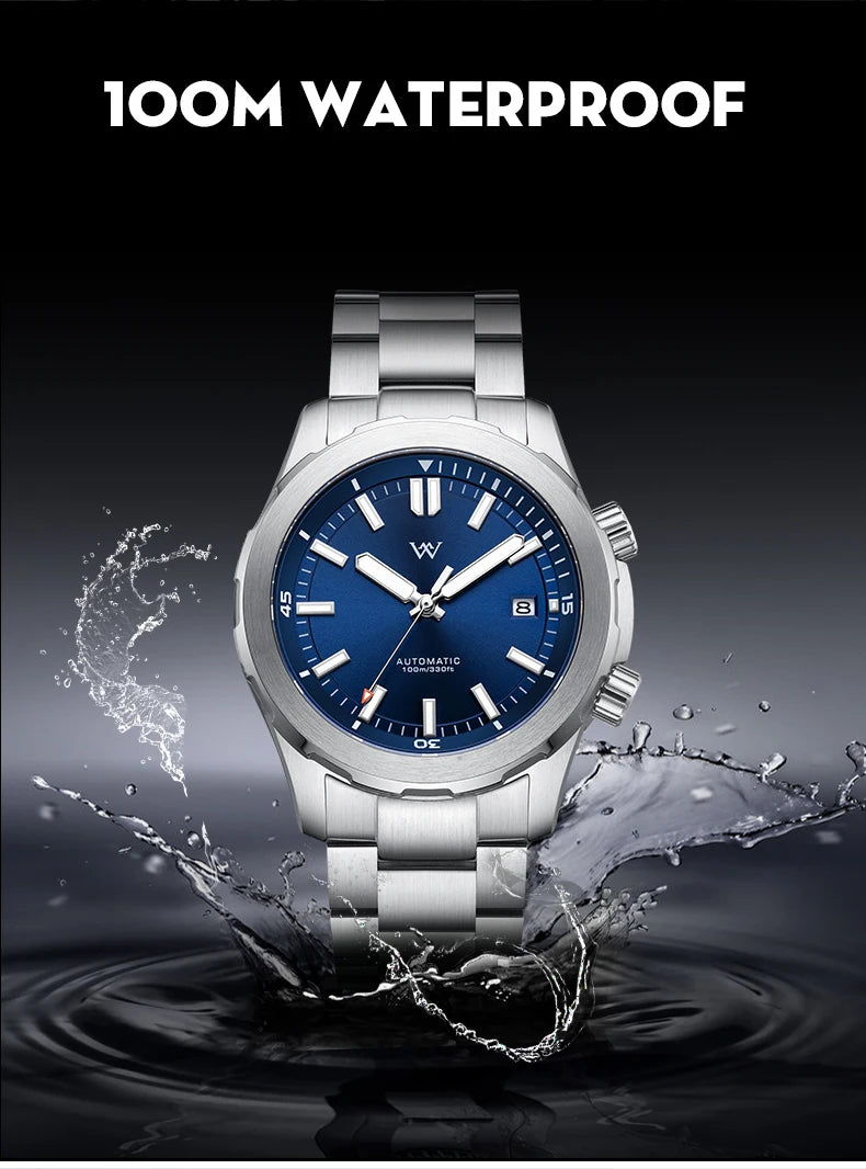 WM Watch Men Automatic Mechanical Watch Miyota8215 Sapphire AR Coated 100M Waterproof Man Business Welly Merck Watches 199M-WM