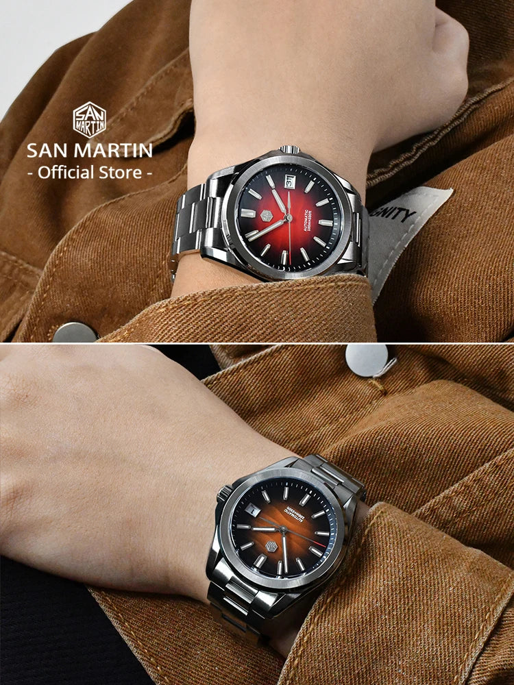 San Martin New Gada Watch 39mm Desert Texture Men Dress Watch NH35 Automatic Mechanical Sapphire Waterproof 100m Luminous SN0129