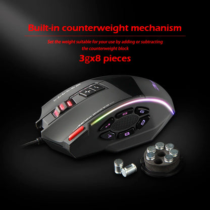 ZELOTES C-13 RGB Gaming Mouse, 10000 DPI Wired Gaming Mouse with 13 Programmable Buttons, RGB Backlit USB Gaming Mouse for PC & Desktop