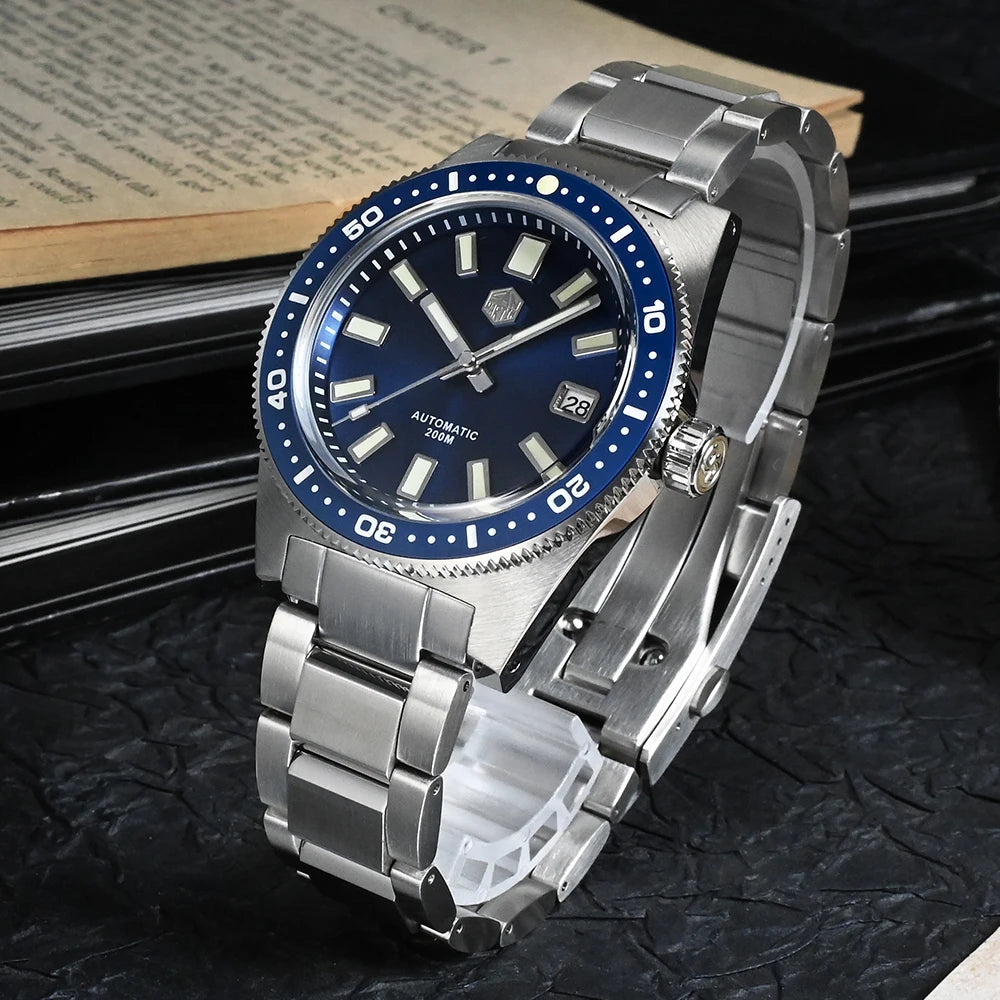 San Martin Official 41mm 62mas V4 Diver Men Watch NH35 Automatic Mechanical Watch Sapphire Glass 200m Waterproof Luminous SN0007