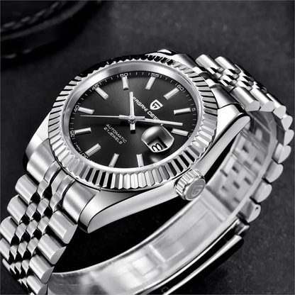 Relógio de pulso mecânico para homem PAGANI DESIGN PD1645 – Movimento 8215, vidro de safira, modelo de luxo em aço, resistente à água até 100 m