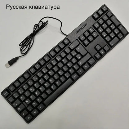 Teclas para teclado en español, francés, ruso y árabe | Teclado gaming USB con cable de 104 teclas para ordenador