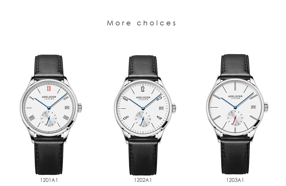 AGELOCER Original Budapest Watch Lady Leather Watch Strap Simple Big Calendar Automatic Mechanical Watch Birthday Gift for Women