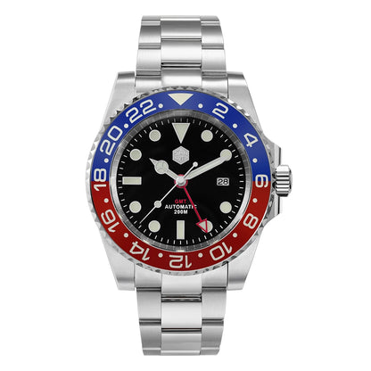 San Martin Luxury GMT Hangzhou 6460 Men Automatic Mechanical Watch Business Sports Waterproof 200m Sapphire Full Luminous SN0016