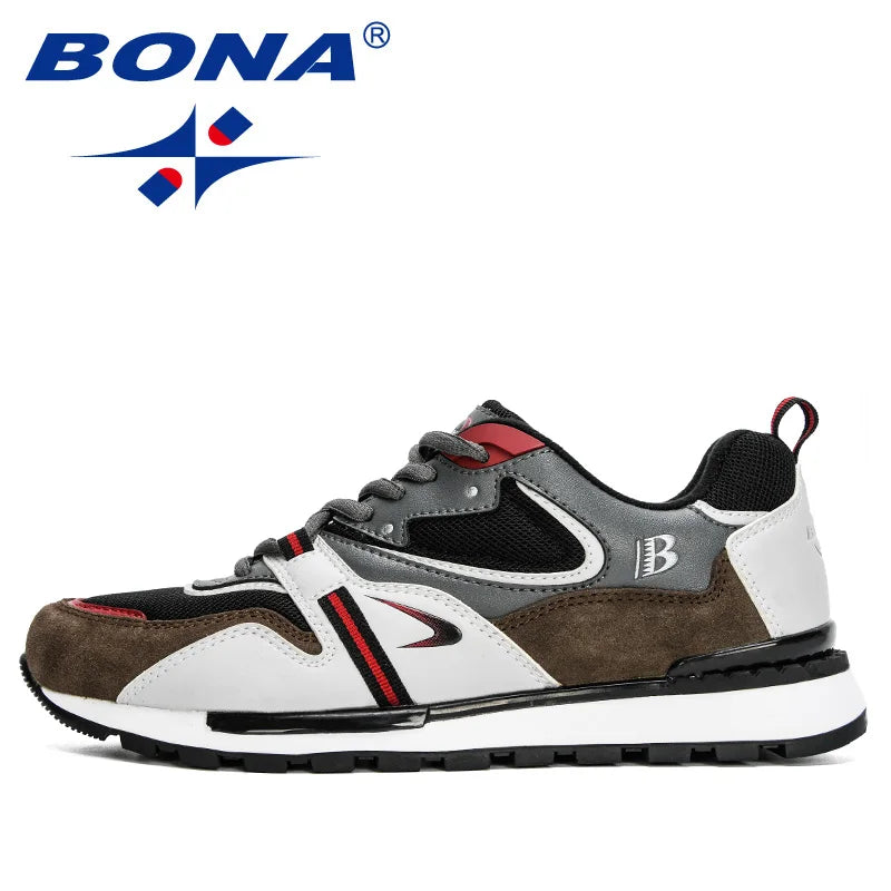 BONA Noví návrháři Akční kožené sportovní boty Pánské tenisky Běžecké boty Pánské tenisky Pánská obuv na chůzi Trendy fitness
