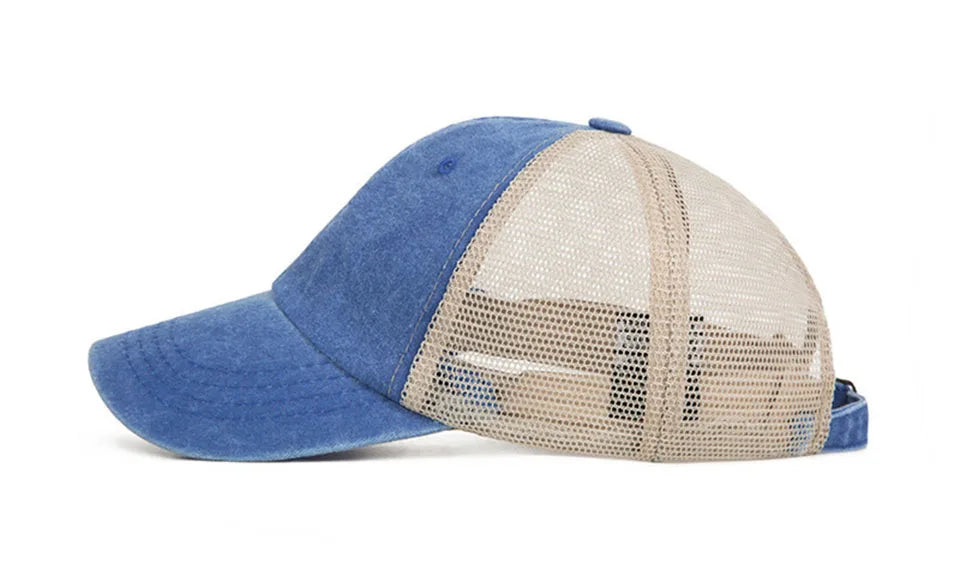 Casquette de baseball respirante en maille de coton délavée, style « old light board caps », pour hommes et femmes, idéale pour le printemps et l'été, modèle pour femmes