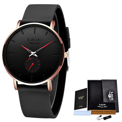 Relógio de homem LIGE – Estilo desportivo e moderno, marca de luxo, à prova de água, design minimalista e ultrafino, relógio de quartzo para homem.