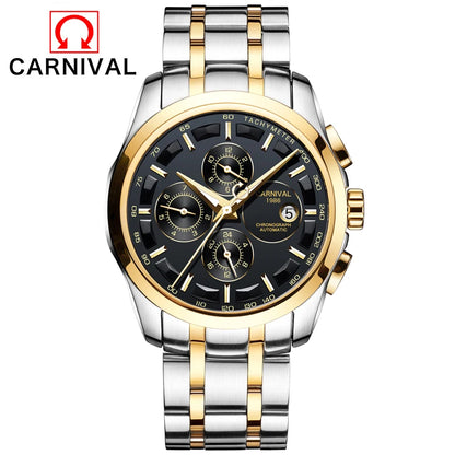 relogio masculino New Carnival Automatic Watches Men Business Mechanical Clock Leather Strap Waterproof Luxuey Brand Clock