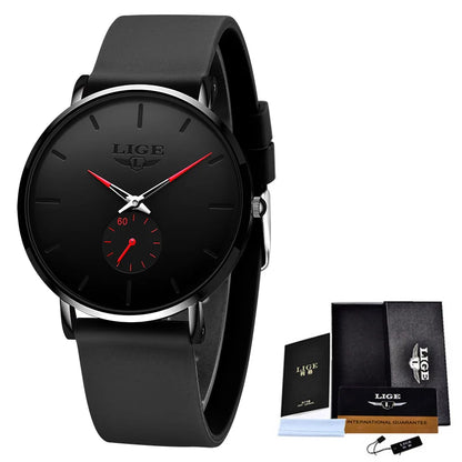Relógio de homem LIGE – Estilo desportivo e moderno, marca de luxo, à prova de água, design minimalista e ultrafino, relógio de quartzo para homem.