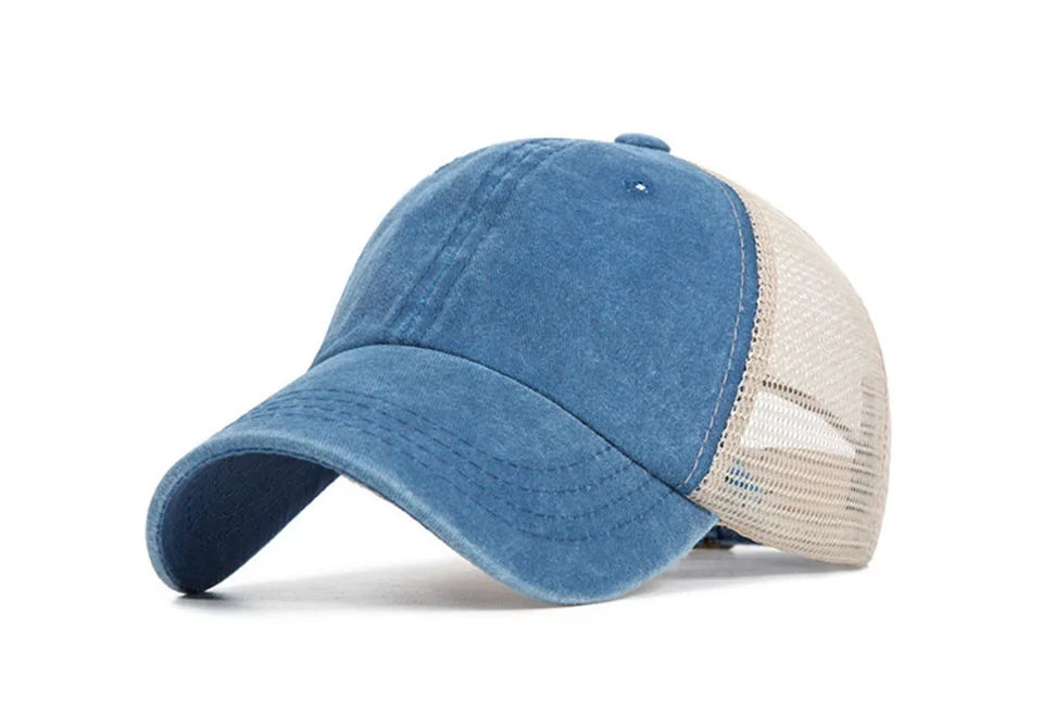 Casquette de baseball respirante en maille de coton délavée, style « old light board caps », pour hommes et femmes, idéale pour le printemps et l'été, modèle pour femmes
