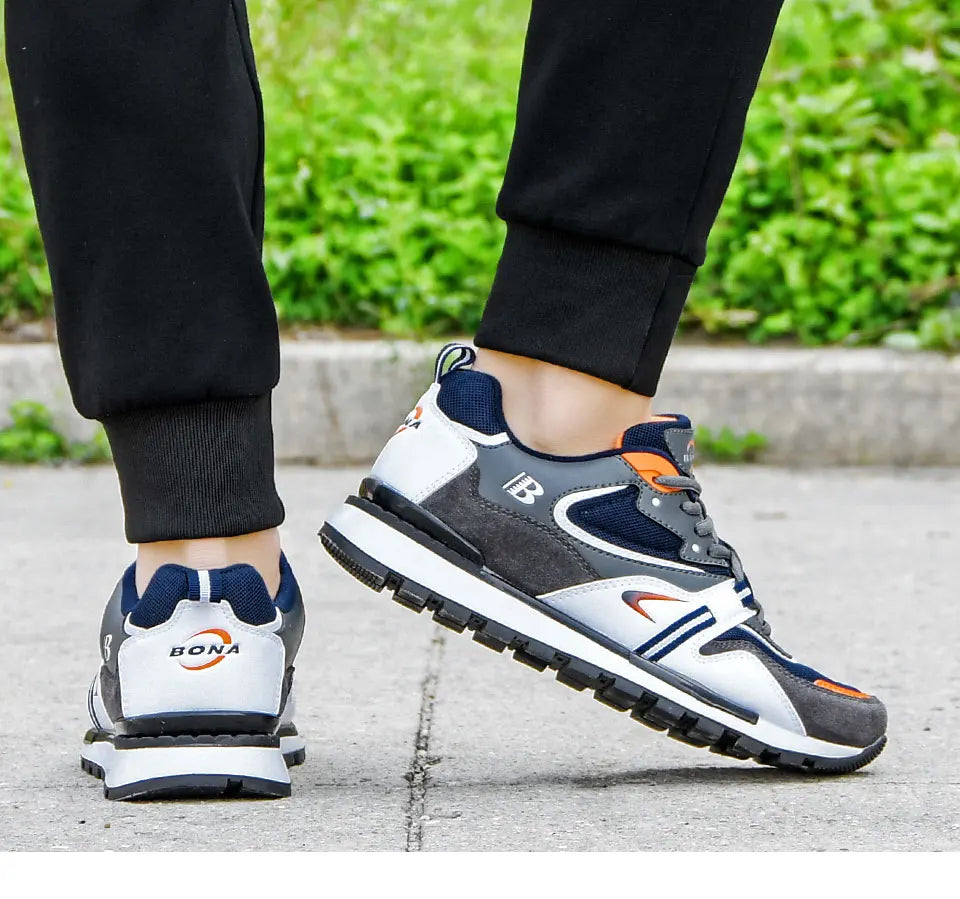 BONA Noví návrháři Akční kožené sportovní boty Pánské tenisky Běžecké boty Pánské tenisky Pánská obuv na chůzi Trendy fitness