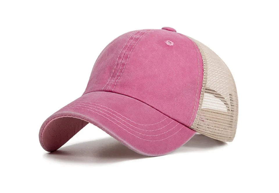 Casquette de baseball respirante en maille de coton délavée, style « old light board caps », pour hommes et femmes, idéale pour le printemps et l'été, modèle pour femmes