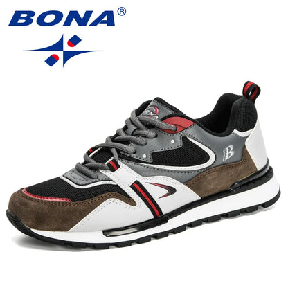 BONA Noví návrháři Akční kožené sportovní boty Pánské tenisky Běžecké boty Pánské tenisky Pánská obuv na chůzi Trendy fitness