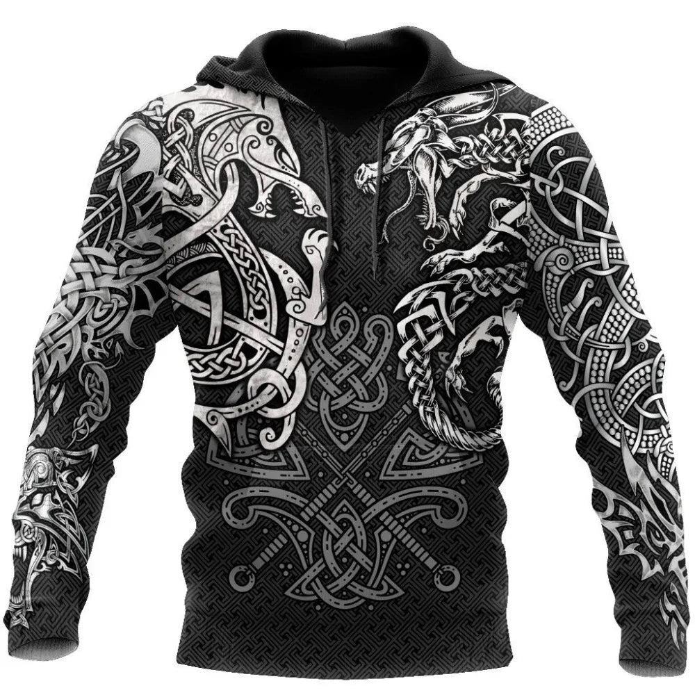 Modne kapucarske majice Fenrir Wolf And Dragon Tattoo 3D s potiskom po celotni površini, moška majica z zadrgo, unisex pulover, casual jakna DW0220