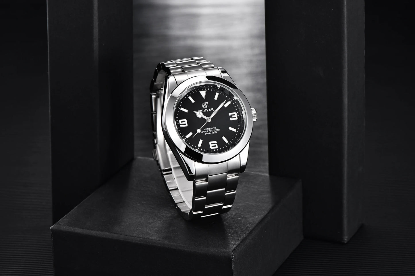 BENYAR Luxury Men Mechanical Wristwatches Stainless Steel Sports Men Automatic Watches 50ATM waterproof Clock