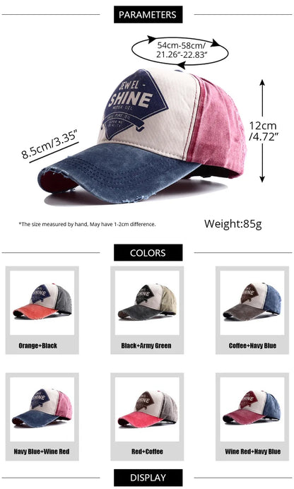 2026 New High Quality Vintage Letter Print Baseball Cap Men Women Snapback Adjustable Outdoor Hip Hop Denim Dad Hats Bone