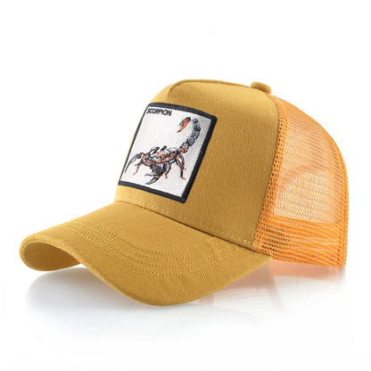 K Four Season Men's Trucker Caps With Scorpion Patch Snapback Hip Hop Baseball Cap For Women Adjustable Unisex Baseball Hats