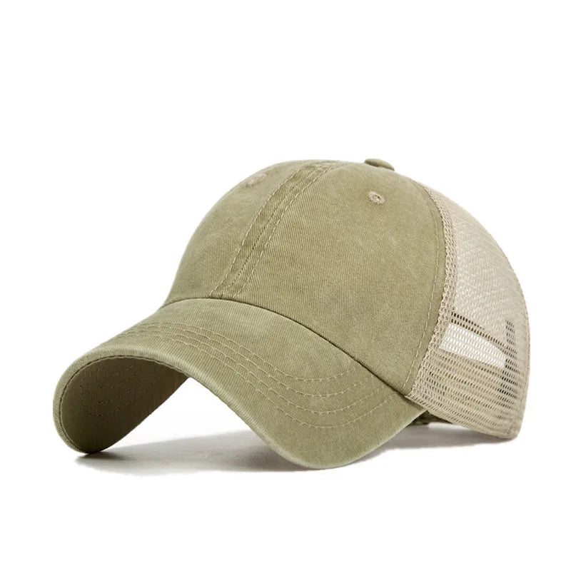 Casquette de baseball respirante en maille de coton délavée, style « old light board caps », pour hommes et femmes, idéale pour le printemps et l'été, modèle pour femmes