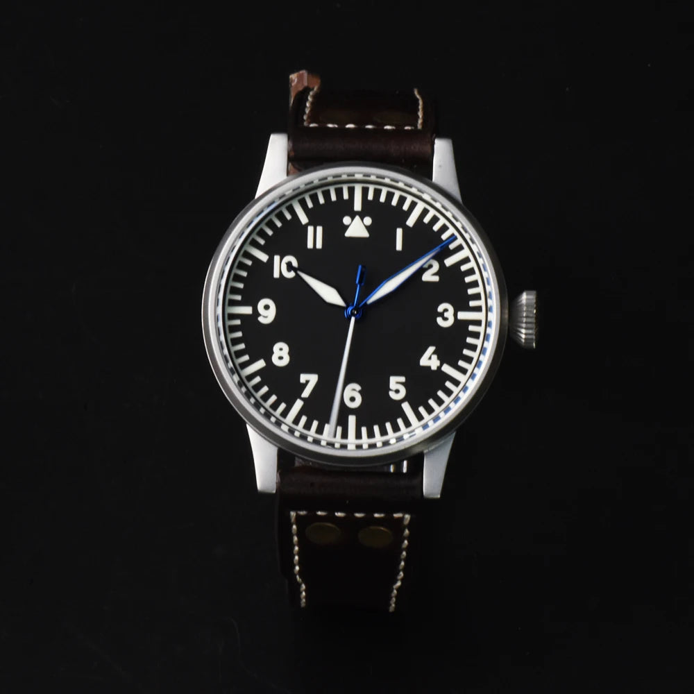Hruodland Pilot Men's Automatic Mechanical Watch Pt5000 Sapphire Luminous C3 Stainless Steel Waterproof 10Bar reloj hombre