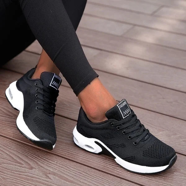 Sneakers da donna alla moda, leggere, scarpe da corsa, scarpe sportive per attività all’aperto, scarpe da corsa comode in rete traspirante, con cuscinetto d’aria e allacciatura con lacci