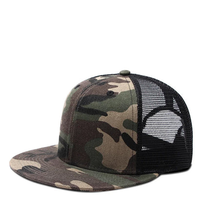 Adult Solid Color Flat Brim Mesh Snapback Cap Men Woman Hiphop Plain Baseball Hat  55-60cm