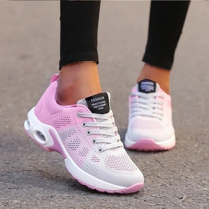 Sneakers da donna alla moda, leggere, scarpe da corsa, scarpe sportive per attività all’aperto, scarpe da corsa comode in rete traspirante, con cuscinetto d’aria e allacciatura con lacci
