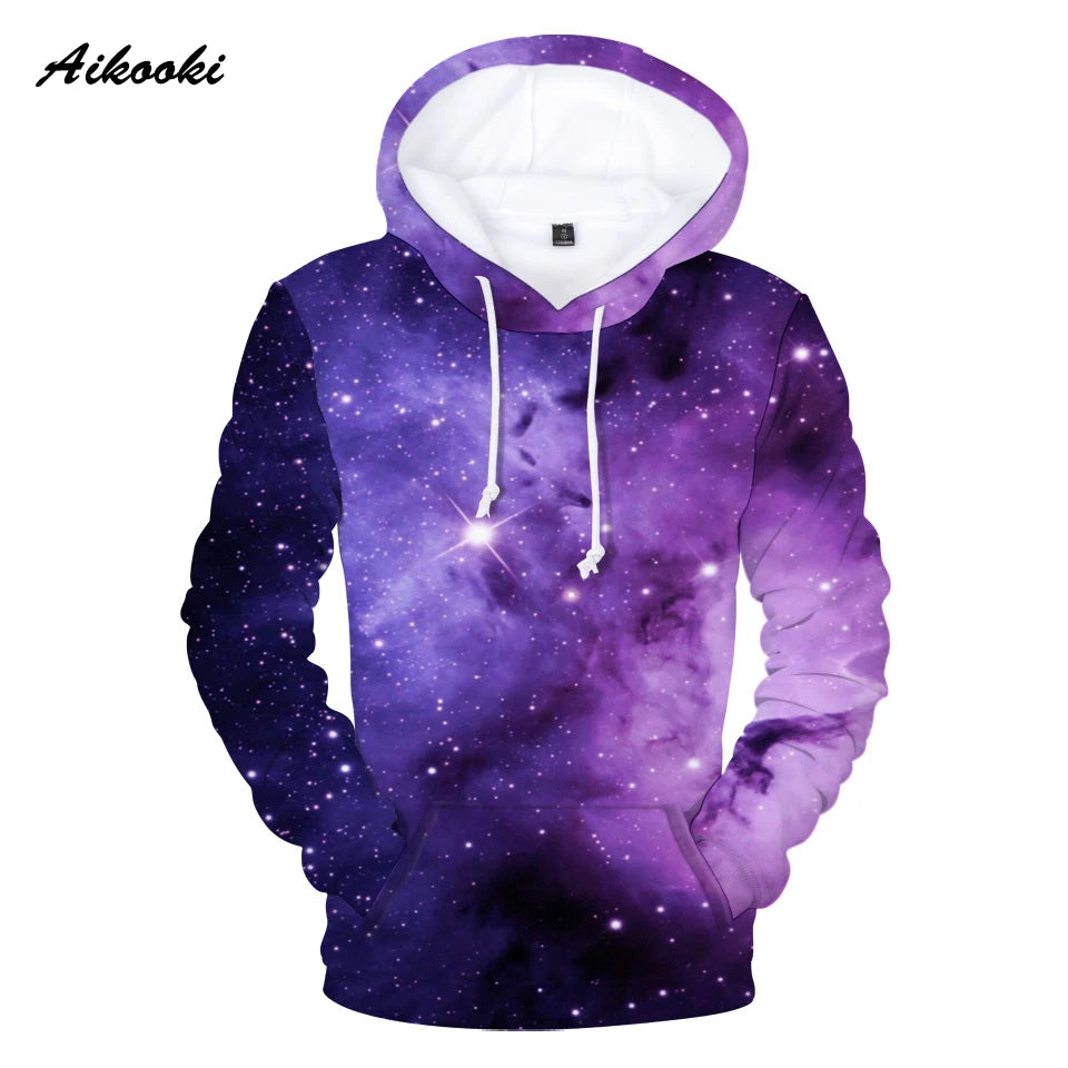 Sudaderas con capucha 3D Classic Popular Purple Sky Male Space Galaxy para hombre/mujer, sudadera de manga larga, jersey casual