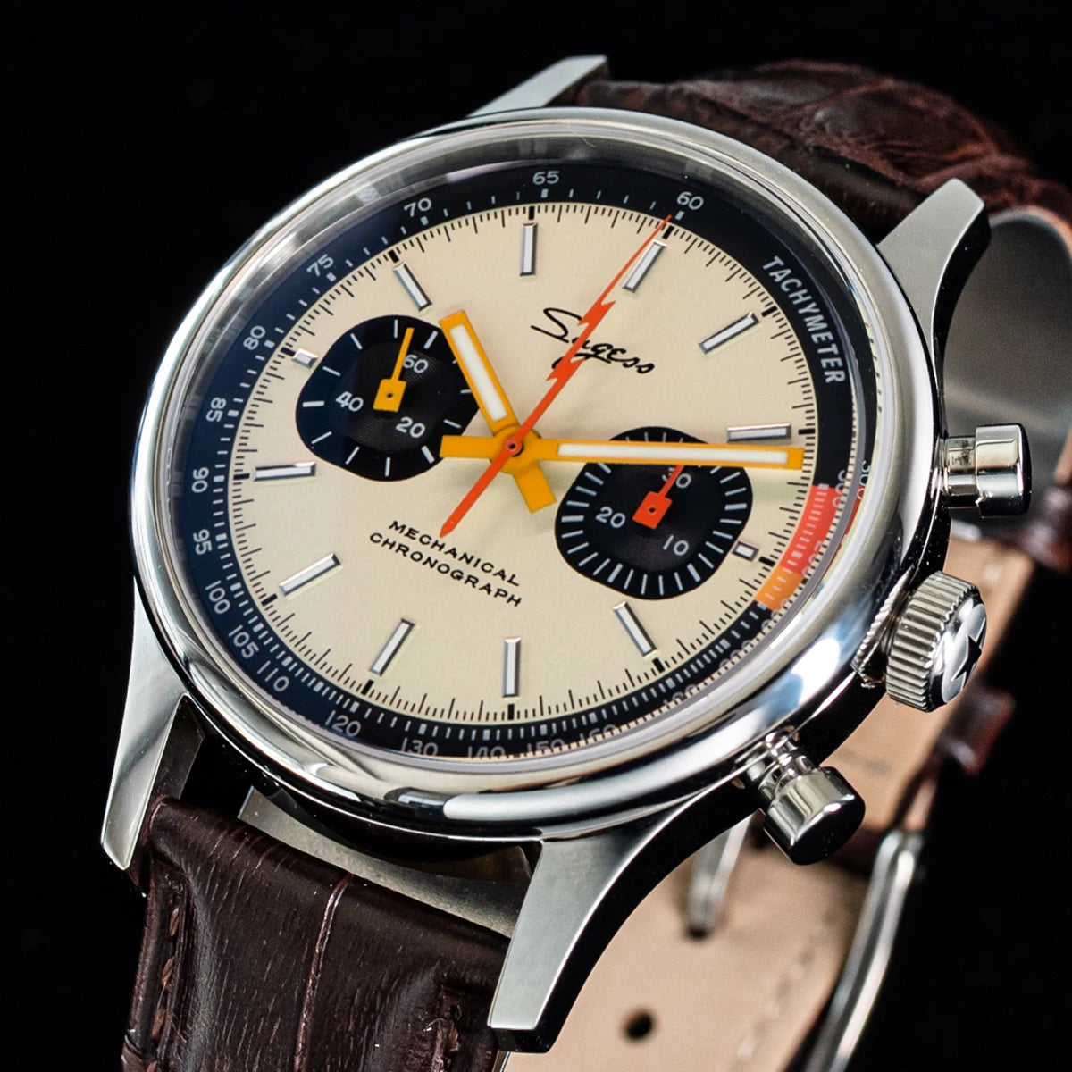 Sugess ST1901 Man Watch Mechanical Chronograph Origin Movement Swanneck Wristwatch Official Pilot Sappire Crystal Military Limit