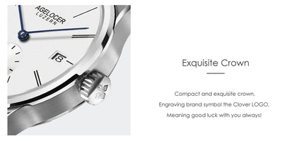 AGELOCER Original Budapest Watch Lady Leather Watch Strap Simple Big Calendar Automatic Mechanical Watch Birthday Gift for Women