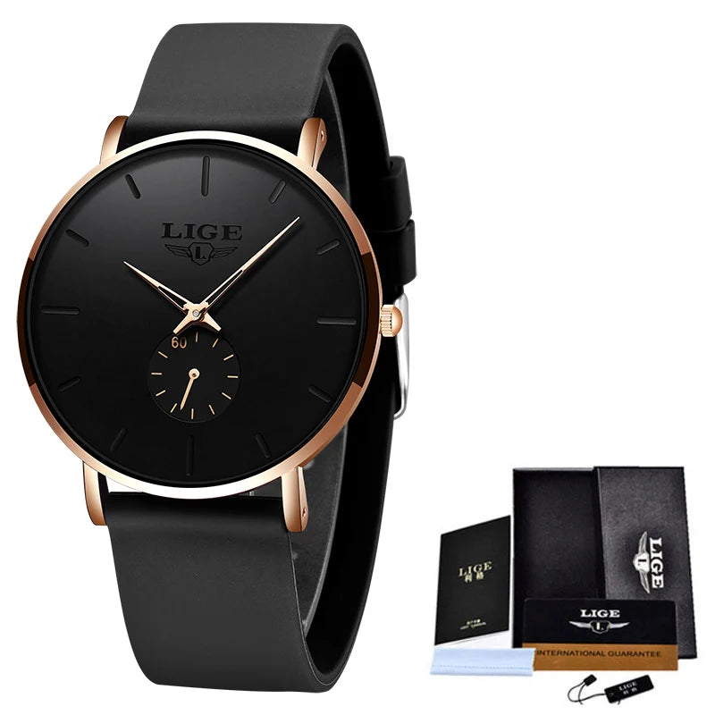 Relógio de homem LIGE – Estilo desportivo e moderno, marca de luxo, à prova de água, design minimalista e ultrafino, relógio de quartzo para homem.