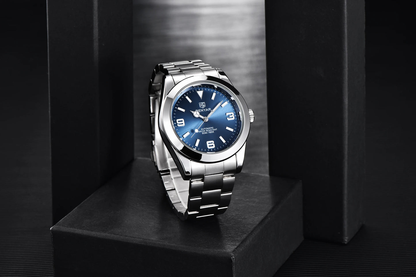 BENYAR Luxury Men Mechanical Wristwatches Stainless Steel Sports Men Automatic Watches 50ATM waterproof Clock