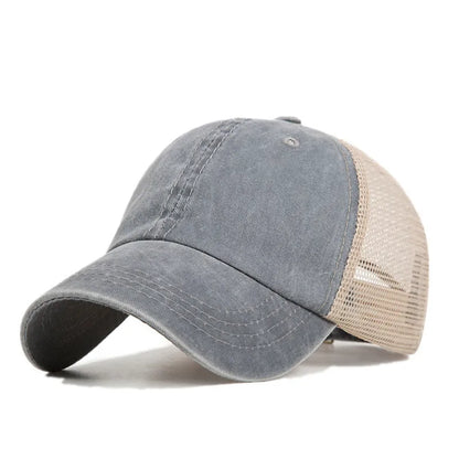 Casquette de baseball respirante en maille de coton délavée, style « old light board caps », pour hommes et femmes, idéale pour le printemps et l'été, modèle pour femmes