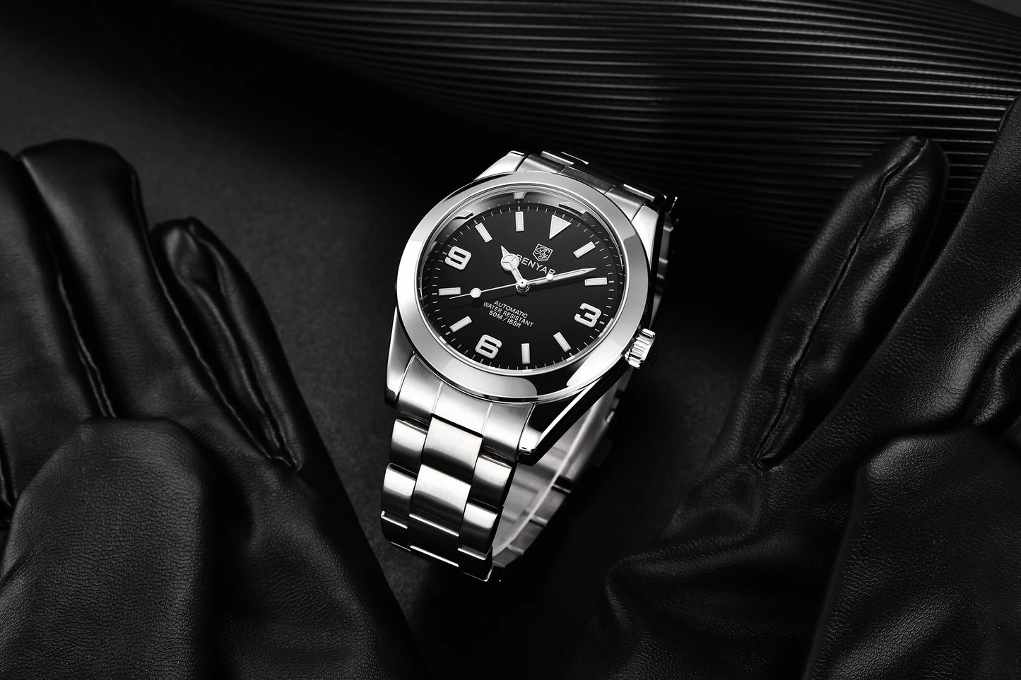 BENYAR Luxury Men Mechanical Wristwatches Stainless Steel Sports Men Automatic Watches 50ATM waterproof Clock