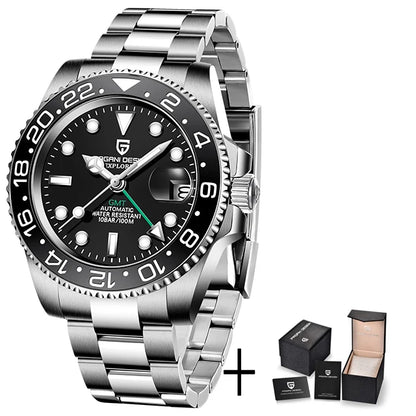 PAGANI DESIGN Men Automatic Watches Sapphire Glass 40mm Ceramic GMT Mechanical Wristwatch Top Brand Sports Waterproof Men Watch