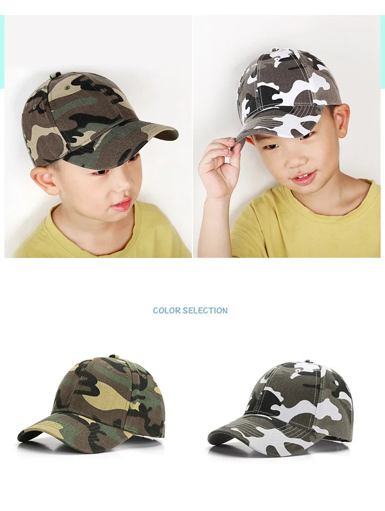 New Summer Children's Cotton Student Camouflage Hats Jungle Hunting Caps Baby Boy Girl Hip-Hop Adjustable Baseball Caps