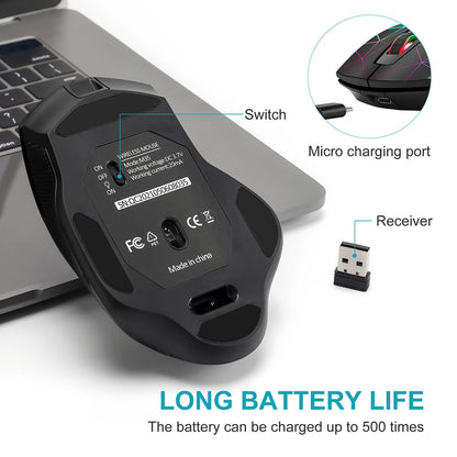 2.4G Rechargeable Wireless Mouse Gamer Gaming Mouse Computer Mouse Usb Ergonomic Mause With Backlight RGB Mice For Laptop PC