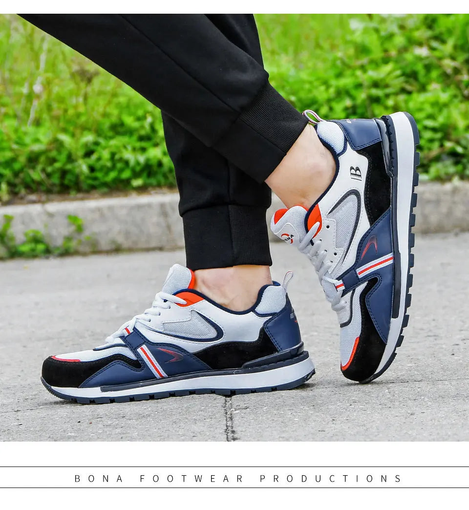 BONA Noví návrháři Akční kožené sportovní boty Pánské tenisky Běžecké boty Pánské tenisky Pánská obuv na chůzi Trendy fitness