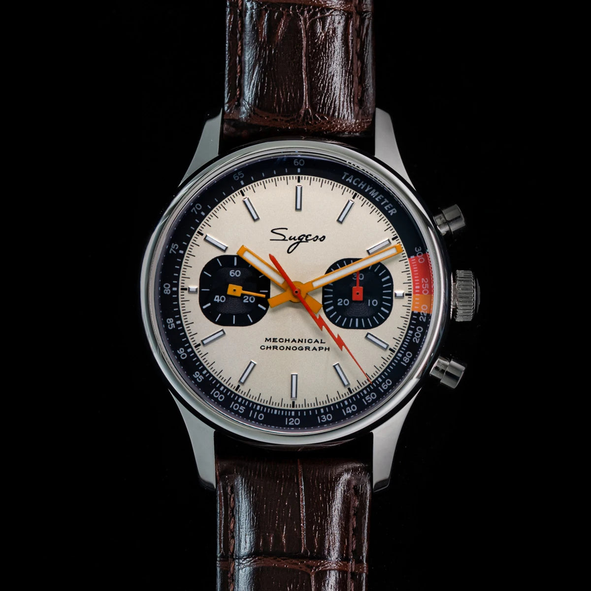 Sugess ST1901 Man Watch Mechanical Chronograph Origin Movement Swanneck Wristwatch Official Pilot Sappire Crystal Military Limit