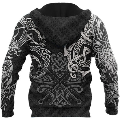 Modne kapucarske majice Fenrir Wolf And Dragon Tattoo 3D s potiskom po celotni površini, moška majica z zadrgo, unisex pulover, casual jakna DW0220