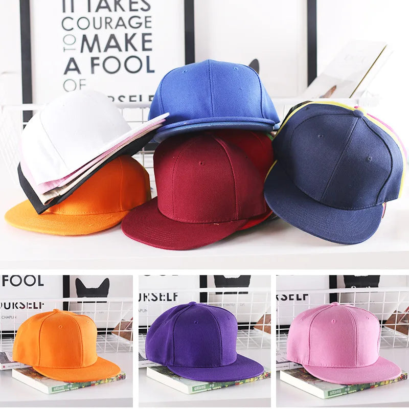 Solid Hip Hop Cap For Men Snapback Hat Women's Baseball Caps Adjustable Flat Brim Bill Plain Visors Boys And Girls Street Dance