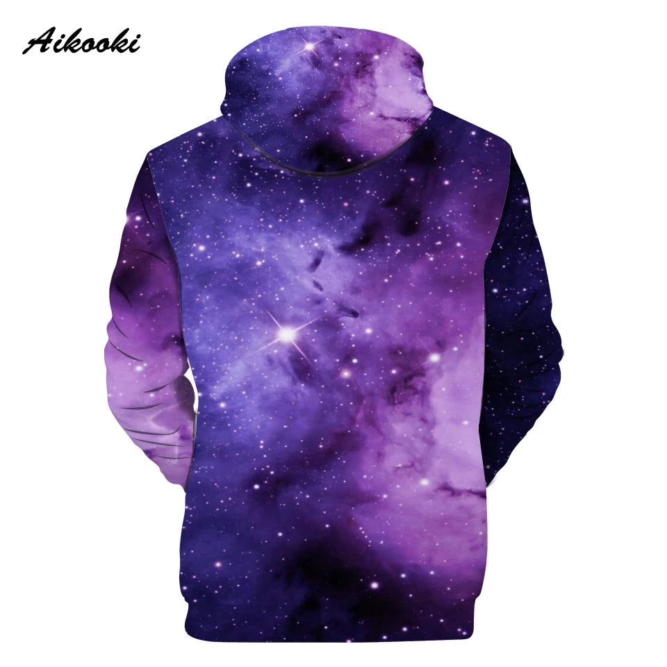 Sudaderas con capucha 3D Classic Popular Purple Sky Male Space Galaxy para hombre/mujer, sudadera de manga larga, jersey casual