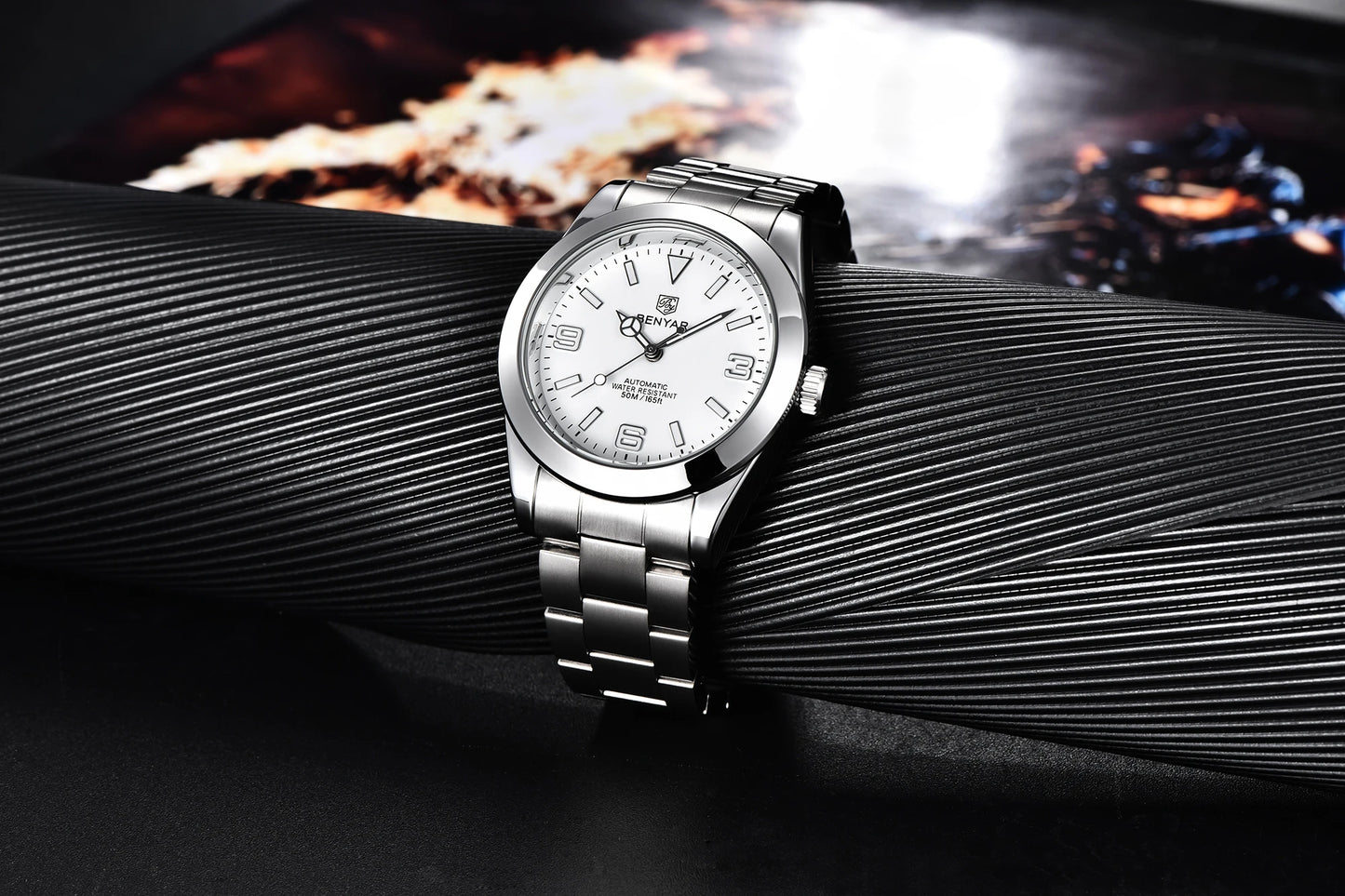 BENYAR Luxury Men Mechanical Wristwatches Stainless Steel Sports Men Automatic Watches 50ATM waterproof Clock