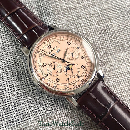 Corgeut Multi Functional Watch Automatic Mechanical Watch for Men 42mm Day Date Month Year Day/Night ST1655 Movt Polished Case