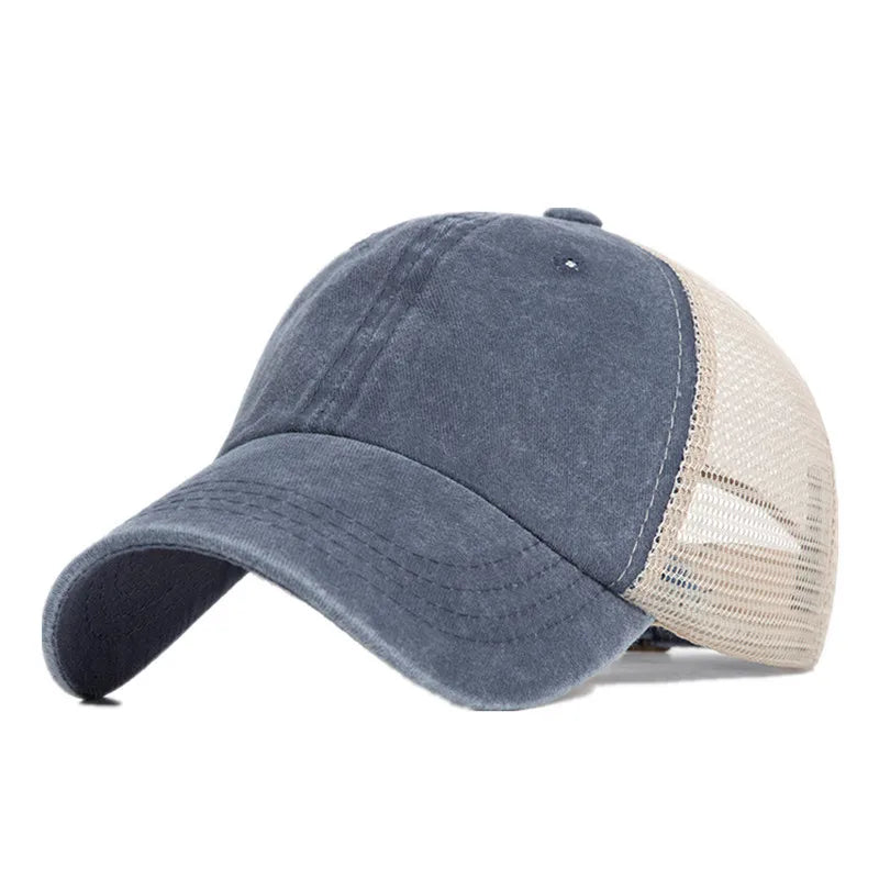 Casquette de baseball respirante en maille de coton délavée, style « old light board caps », pour hommes et femmes, idéale pour le printemps et l'été, modèle pour femmes