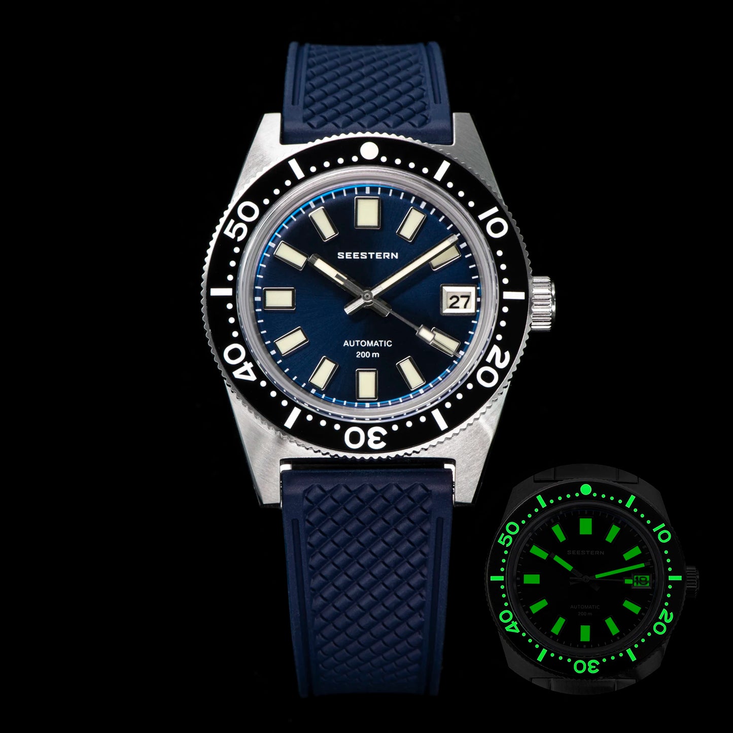 SEESTERN 62MAS Diving Watch Men Automatic Mechanical Wristwatch Luminous Bezel Waterproof NH35 Movement Sapphire Glass Bracelet