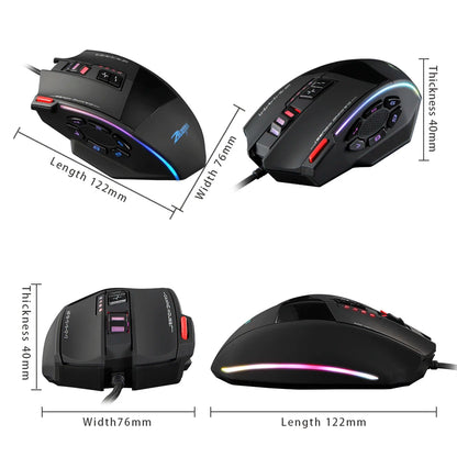 ZELOTES C-13 RGB Gaming Mouse, 10000 DPI Wired Gaming Mouse with 13 Programmable Buttons, RGB Backlit USB Gaming Mouse for PC & Desktop