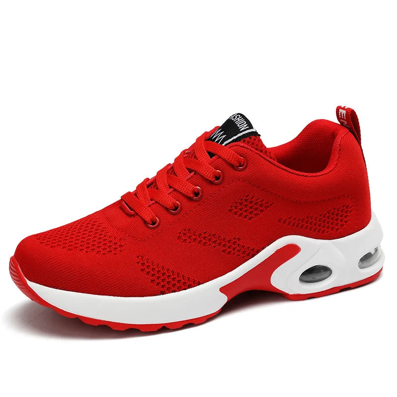 Sneakers da donna alla moda, leggere, scarpe da corsa, scarpe sportive per attività all’aperto, scarpe da corsa comode in rete traspirante, con cuscinetto d’aria e allacciatura con lacci