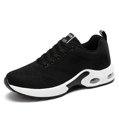 Sneakers da donna alla moda, leggere, scarpe da corsa, scarpe sportive per attività all’aperto, scarpe da corsa comode in rete traspirante, con cuscinetto d’aria e allacciatura con lacci