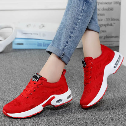 Sneakers da donna alla moda, leggere, scarpe da corsa, scarpe sportive per attività all’aperto, scarpe da corsa comode in rete traspirante, con cuscinetto d’aria e allacciatura con lacci